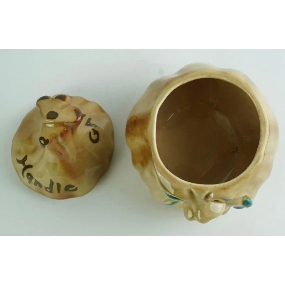 Vintage Crying Garlic Keeper Ceramic Jar Hand Painted Japan Novelty Kitsch 5in